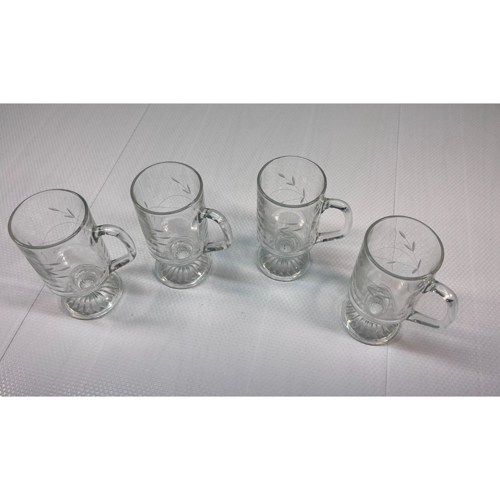 Princess House Heritage Clear Glass Irish Mug Set Qty 4 (0332) - Picture 2 of 3